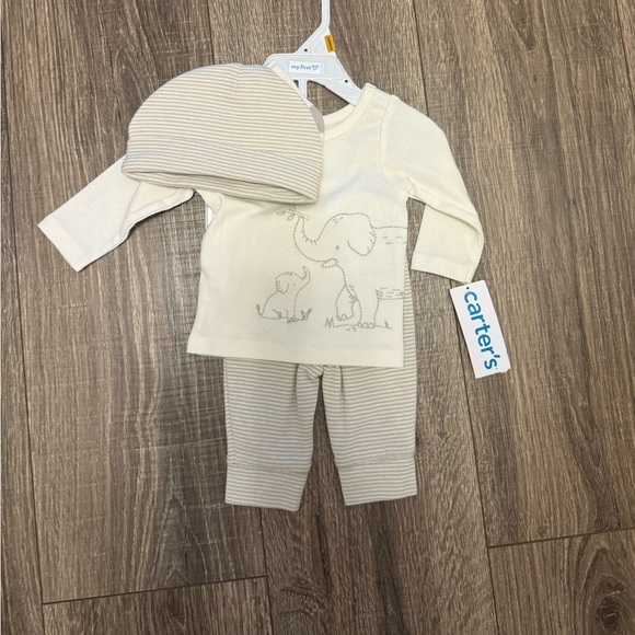 Carters Newborn Unisex Elephant 4 Piece Outfit Set Gray White - Picture 2 of 5